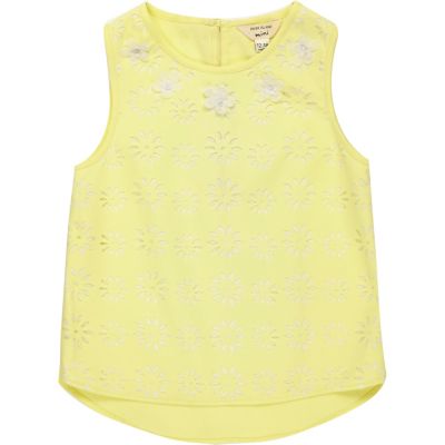 Mini girls yellow floral top